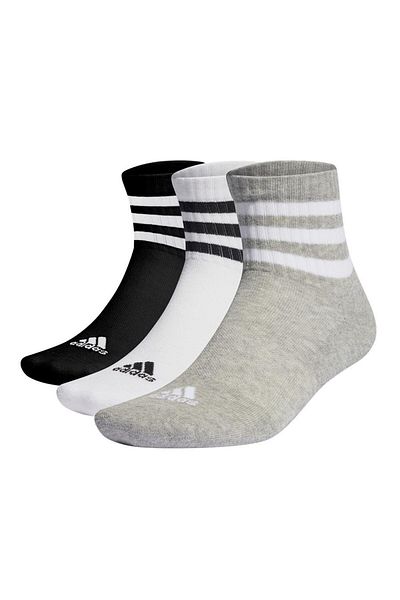 adidas adidas Unisex Quartersocken, 3er Pack - 3-Stripes Cushioned Sportswear Mid-Cut Socks, Logo, Streifen