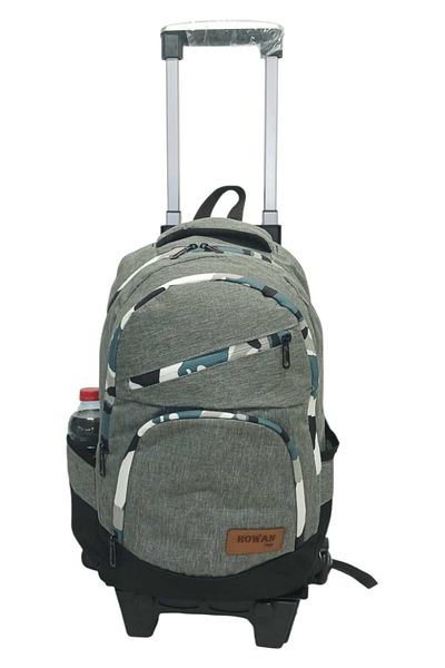 ROWAN ÇANTA Rowan 2-Stage Squeegee Gray Linen Laptop Backpack with Wheels - Special Zipper