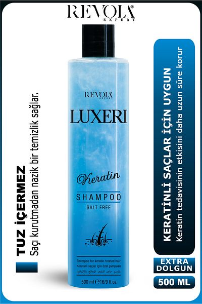REVOLA EXPERT Luxeri Keratin Shampoo - Long-Term Protection Suitable for Keratin Care with Salt-Free Formula 500 ml