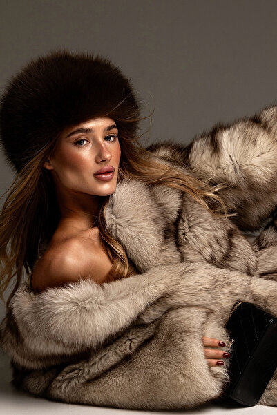 Mağazam Online Női szívbarna sapka |   Luxus téli műszőrme sapka plüss karácsonyi, újévi ajándék