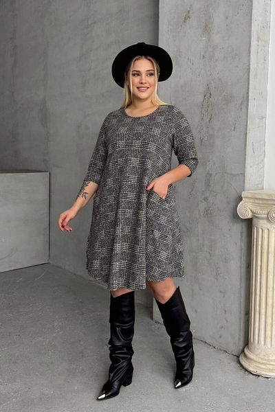 Stil Diva Plus Size Half Sleeve Crew Neck Pocket Asymmetrical Cutout Dress 98-130