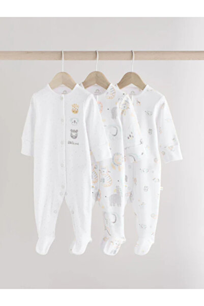 Next Baby 100% Organic Cotton White Animal Patterned 3-Piece Sleeping Bag Set...