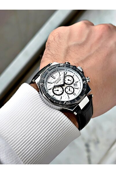 Ferrucci Function Function Black Color 3 Atm Waterproof Leather Cord Men's Wristwatch