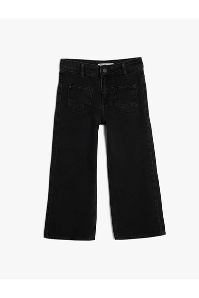 Koton Girl's Black Wide Leg Jean