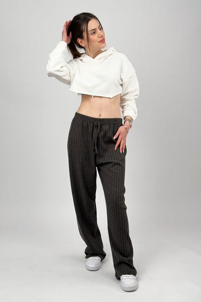 Betimoda Coffee Color Women's Oversize Sweatpants Pajama Bottoms - Soft Textured Cotton, Elastic Waist