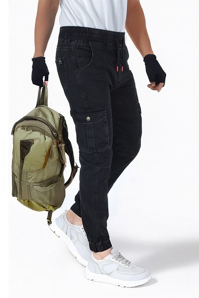 modacix Black Jogger Pants - Thread Separable, Elastic Waist, No Zipper
