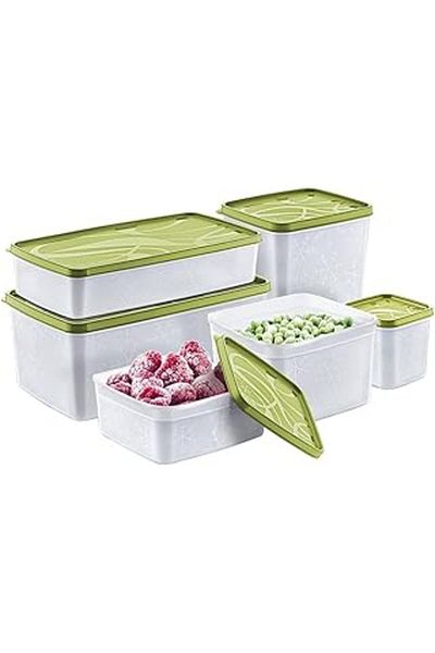 NcK Hobby Life Alaska Deep Freezer Storage Container Set of 6 9.5 Liters - Bpa - Green (Green)
