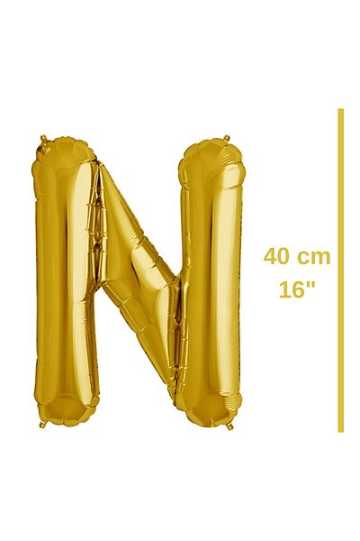 ikm balon Foil Balloon Letter N Helium Balloon 40 cm Gold Color - Letter N Balloon - Letter N Balloon