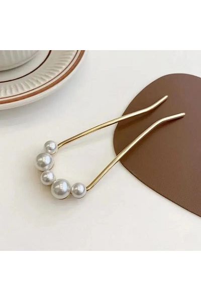 Eva Flore U-Shaped Hairpin with Pearls, Bridal Hair Accessory Bun Hairpin