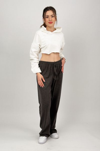 Betimoda Coffee Color Women's Oversize Sweatpants Pajama Bottoms - Soft Textured Cotton, Elastic Waist