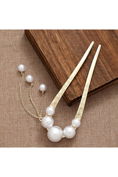 Eva Flore U-Shaped Hairpin with Pearls, Bridal Hair Accessory Bun Hairpin