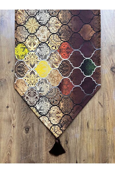 HALFART Gold Moroccan Duck Keten Su Geçirmez Kirlenmez Runner