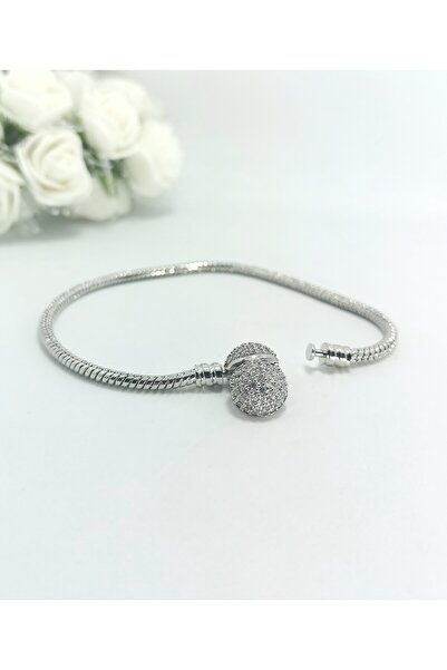 POKAK Zircon Stone Ball Clip Snake Chain Bracelet