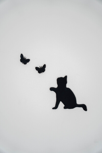 etxShop Kedi Kelebek Dekorasyon Duvar Süsü Siyah Oda Dekorasyon