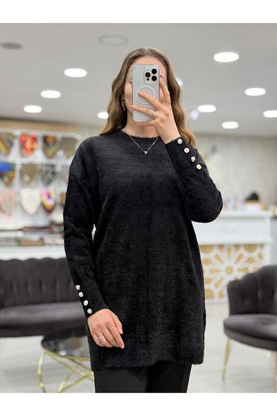Nefise Angora Cuffed Button Tunic