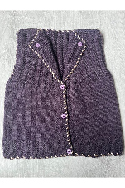 ŞengülKozmetik Baby Girl & Child Hand Knitted Vest Dark Purple