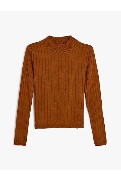 Koton KT - Pulover de bază din tricot cu mânecă lungă cu guler vertical