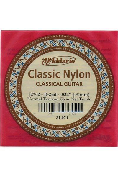 Daddario D'Addario Classic Nylon Normal Tension Clear Nyl Treble si - J2702 Κλασική κιθάρα μονή χορδή (χωρίς σκόρδο)