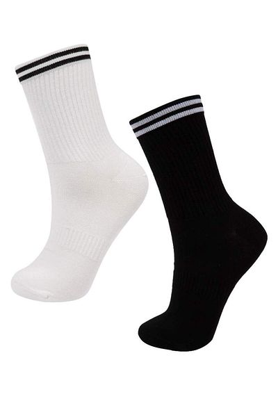 DeFacto New Season Women's 2-Piece Bamboo Socket Circle Patterned Socks