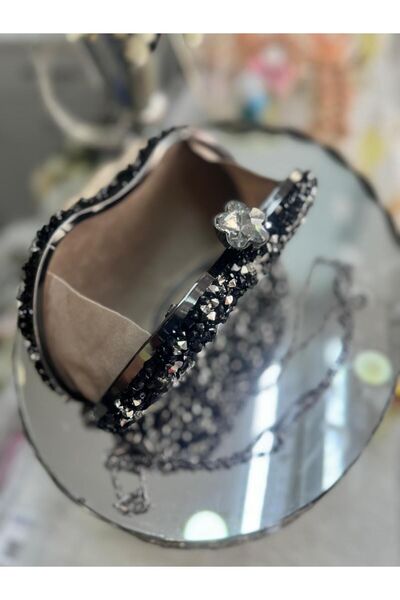 Blacktavern Luxury Stone-Embellished Shiny Evening Dress Bag
