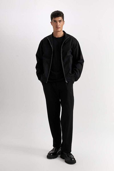 DeFacto Slim Fit Slim Fit Stehkragen-Reißverschlussmantel D7338ax25sp