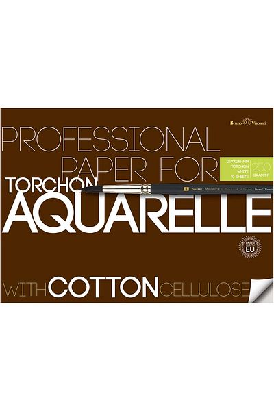 NcK Visconty Torchon Cotton Fibered Waterbook Paper with File. 250 Gr. A2 10 Yp (Millimeter, A4 297X210)
