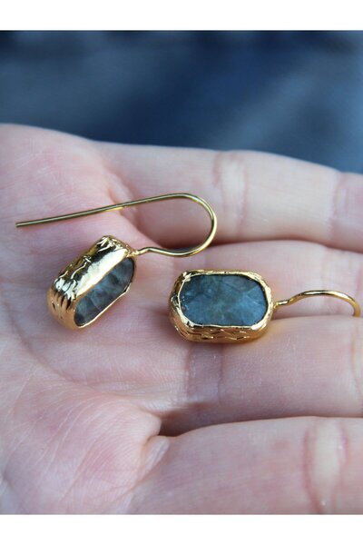 esha Doğal Taş Labradorit Doğal Taşlı Altın Kaplama Kadın Küpe euku3l