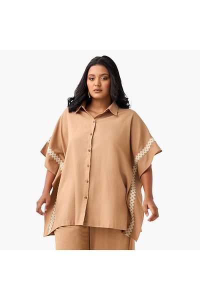 Ulla Popken Tape Cape Sleeve Shirt