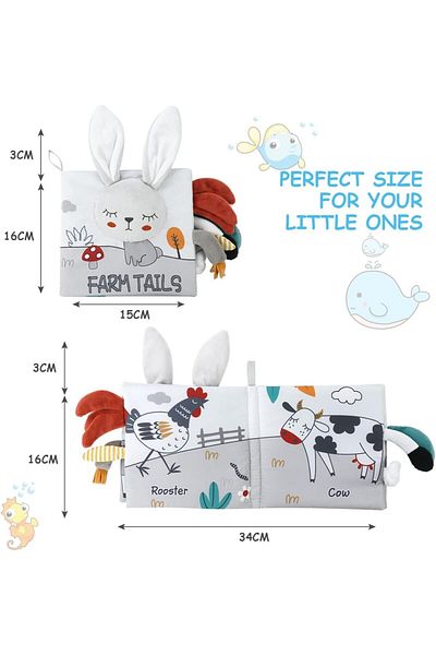 COOYA 3D Touch and Feel Cloth Book for Babies, Soft Crinkle Book for Infants ,Rabbit