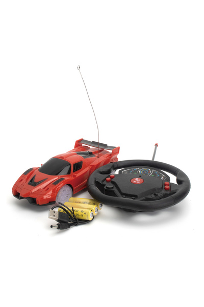 Fab N Funky Kids Ferrari Remote Control Car 1:24 with LED Wheels, Shockproof, Age 3+ - Red