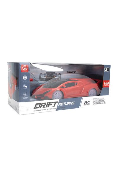 Fab N Funky سيارة Drift Returns 1.18 الرياضية الحمراء التي يتم التحكم فيها عن بعد - للأطفال من سن 3 سنوات فما فوق، قابلة لإعادة الشحن، للأمام/للخلف