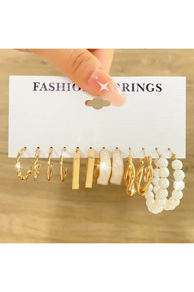 Perry Accesories مجموعة أقراط متعددة اللؤلؤ للنساء