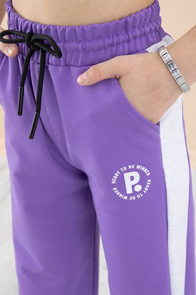 Cansın Mini Lilac Garnished Wide Leg Girl's Elastic Waist Sweatpants 20192