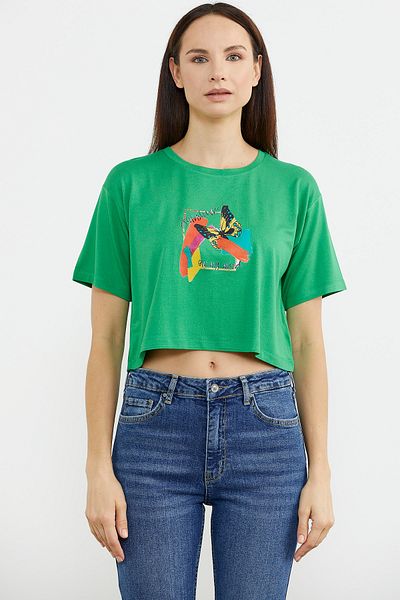Sementa Oversize εμπριμέ Crop T-shirt - Πράσινο
