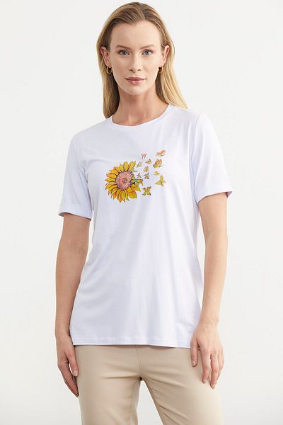 Sementa Tricou de bază din bumbac pieptănat cu imprimeu alb