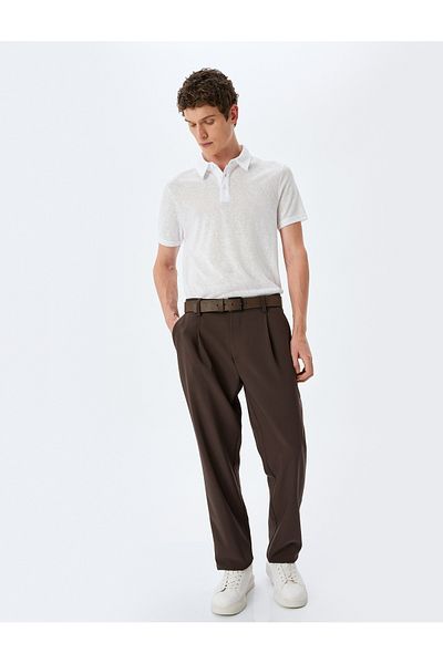 Koton Kurzärmliges, halbtransparentes T-Shirt mit Polokragen und normaler Passform