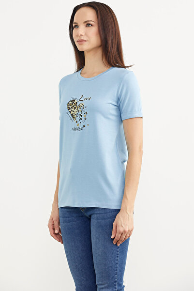 Sementa Tricou drapat cu imprimeu din folie - Albastru