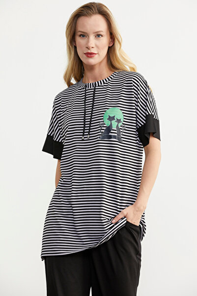 Sementa Black Striped Combed Cotton Pants Set