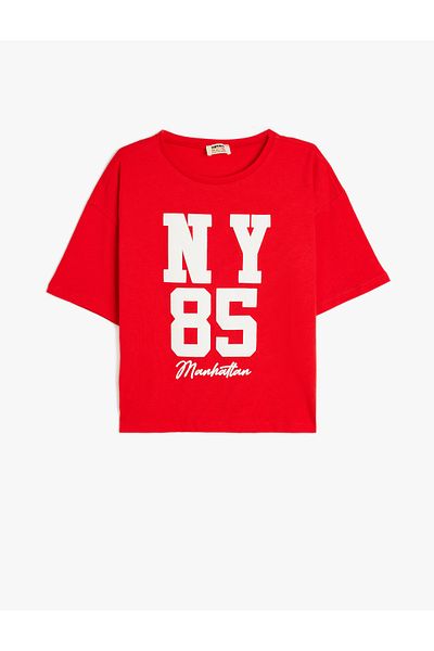 Koton Crew Neck Short Sleeve Cotton Printed T-Shirt