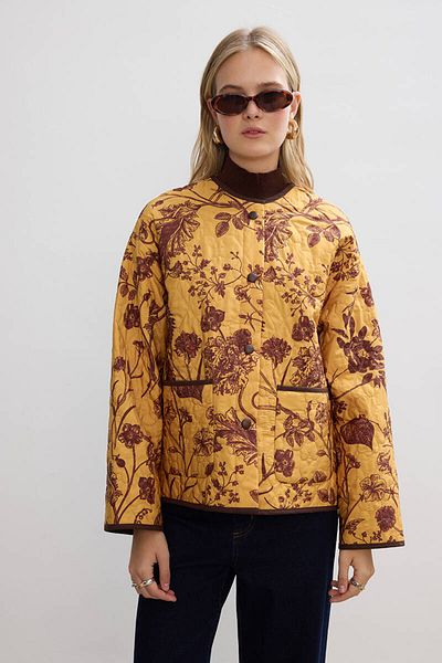 BE BLUE Floral Coat with Flower Quilted