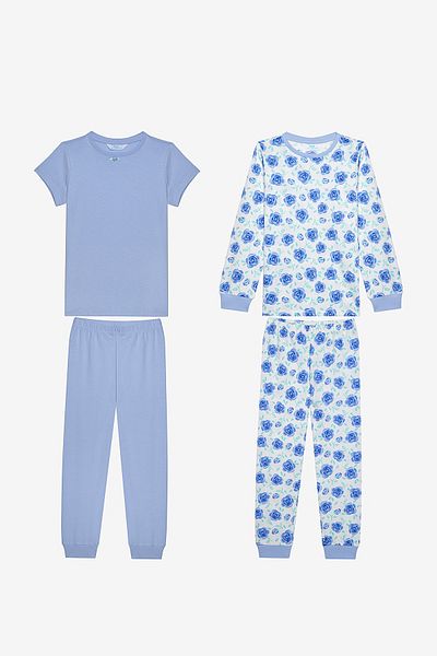 Penti 2-teiliges mehrfarbiges Pyjama-Set mit blauen Rosen für Mädchen