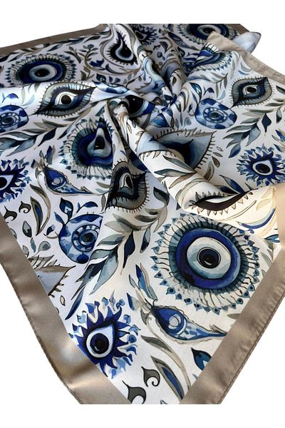 baderin Evil Eye Bead Patterned Scarf
