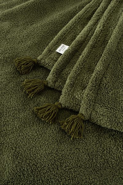 Denizli Concept Soft Khaki Puffy Wellsoft Tasseled Blanket – Plush Tv Blanket