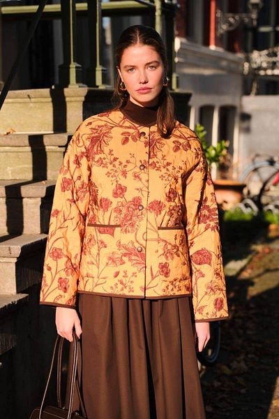 BE BLUE Floral Coat with Flower Quilted