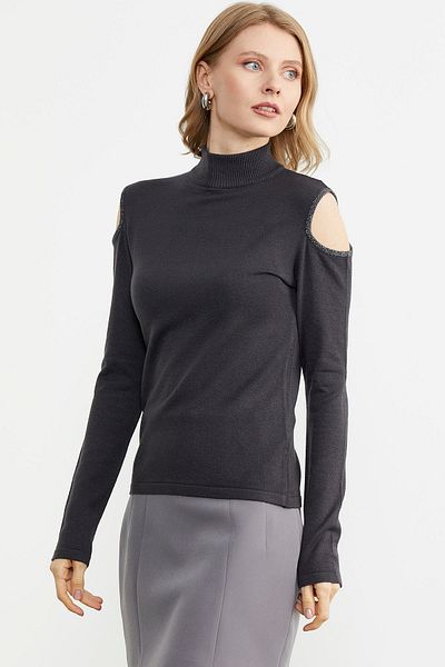Sementa Off Shoulder Knitwear Sweater - Anthracite