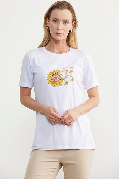Sementa Tricou de bază din bumbac pieptănat cu imprimeu alb
