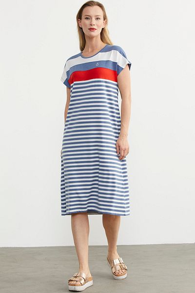 Sementa Rochie marină Indigo Lungime Midi - Decolteu Crew