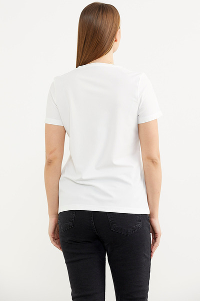 Sementa Short Sleeve Printed Basic T-Shirt - Ecru