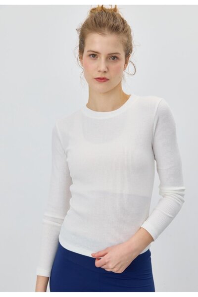 TUBİA Kadın Beyaz Renk Basic Uzun Kollu T-shirt
