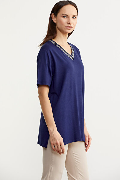 Sementa Μπλουζάκι με λεπτομέρεια γιακά - Indigo